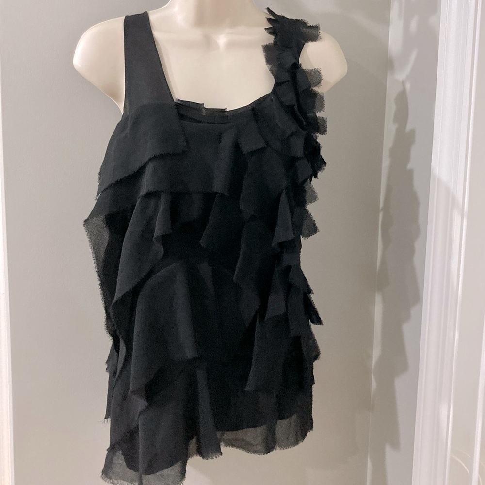 Womens Size Small Anthropologie Redbird – Black Ruffle Layered Tank Top